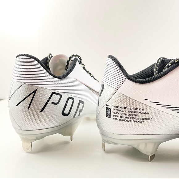NIKE LUNAR VAPOR ULTRAFLY ELITE 3 BASEBALL CLEATS CJ7577-103 WHITE BLACK MEN’S - Picture 7 of 11